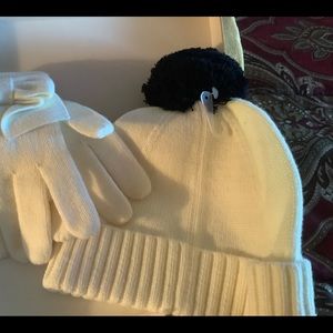 Brand new Kate Spade ivory hat and glove set